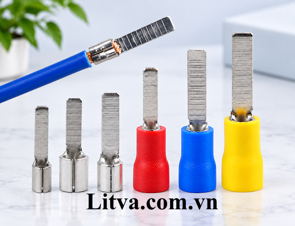 Đầu cos dẹt dài bọc nhựa 1mm2